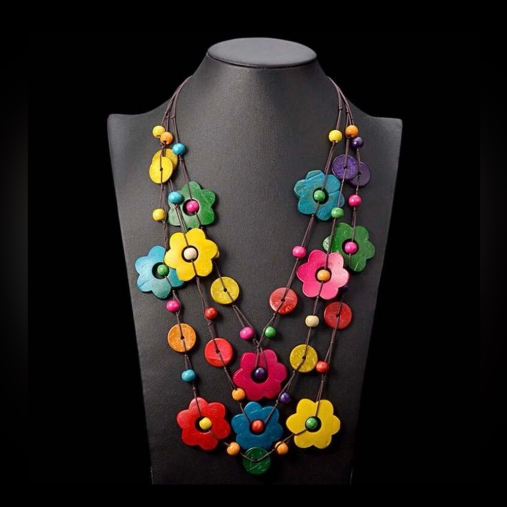 Vibrant Multicolor Floral Necklace